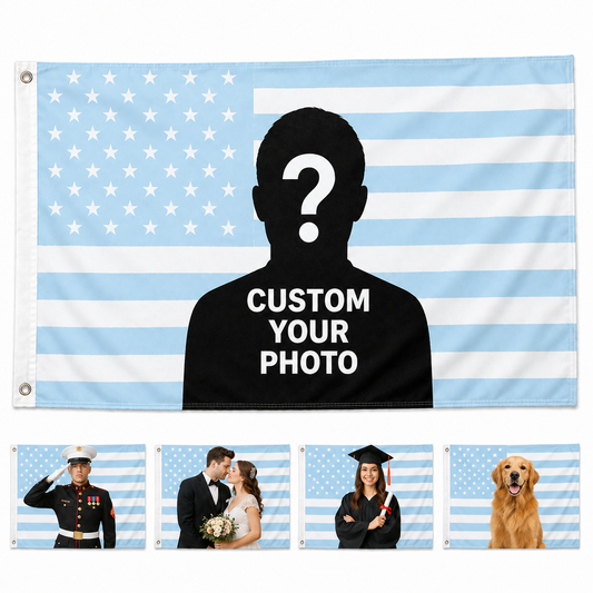 Custom Photo American Flag Banner - Sky Blue White product image 1