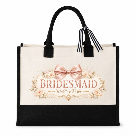 Bridesmaid Wedding Party Floral Bow Tote Bag - image 1