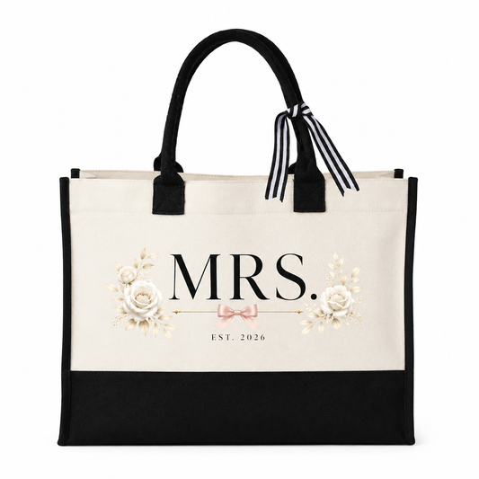 Personalized Mrs Floral Wedding Tote Bag - image 1