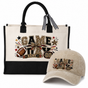 Personalized Football Mom Game Day Tote Bag and Cap Set - Beige product image 8
