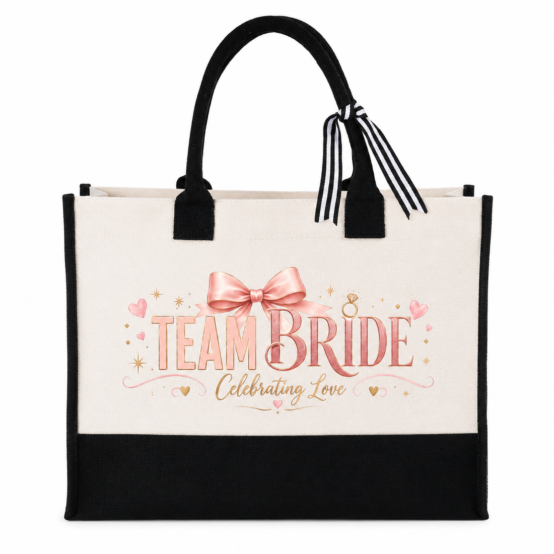 Team Bride Pink Bow Wedding Tote Bag - image 1
