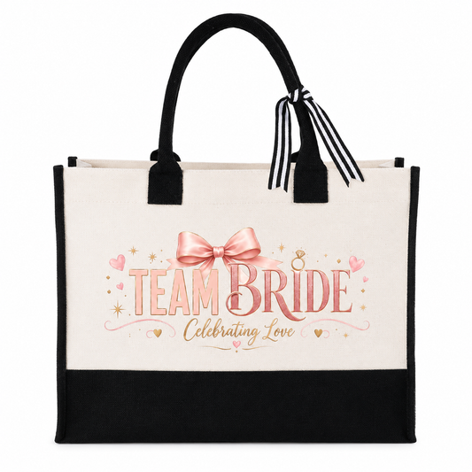 Team Bride Pink Bow Wedding Tote Bag - image 1