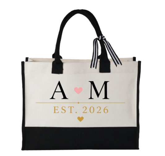 Personalized Wedding Initials Est. Tote Bag - image 1