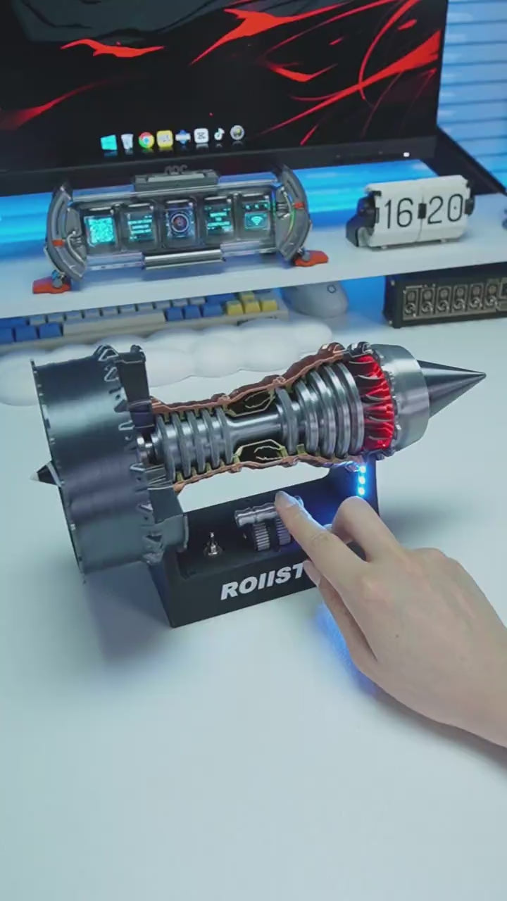 Load video: Aviation turbofan aircraft engine model assembly science experiment jet engine can power fighter jets